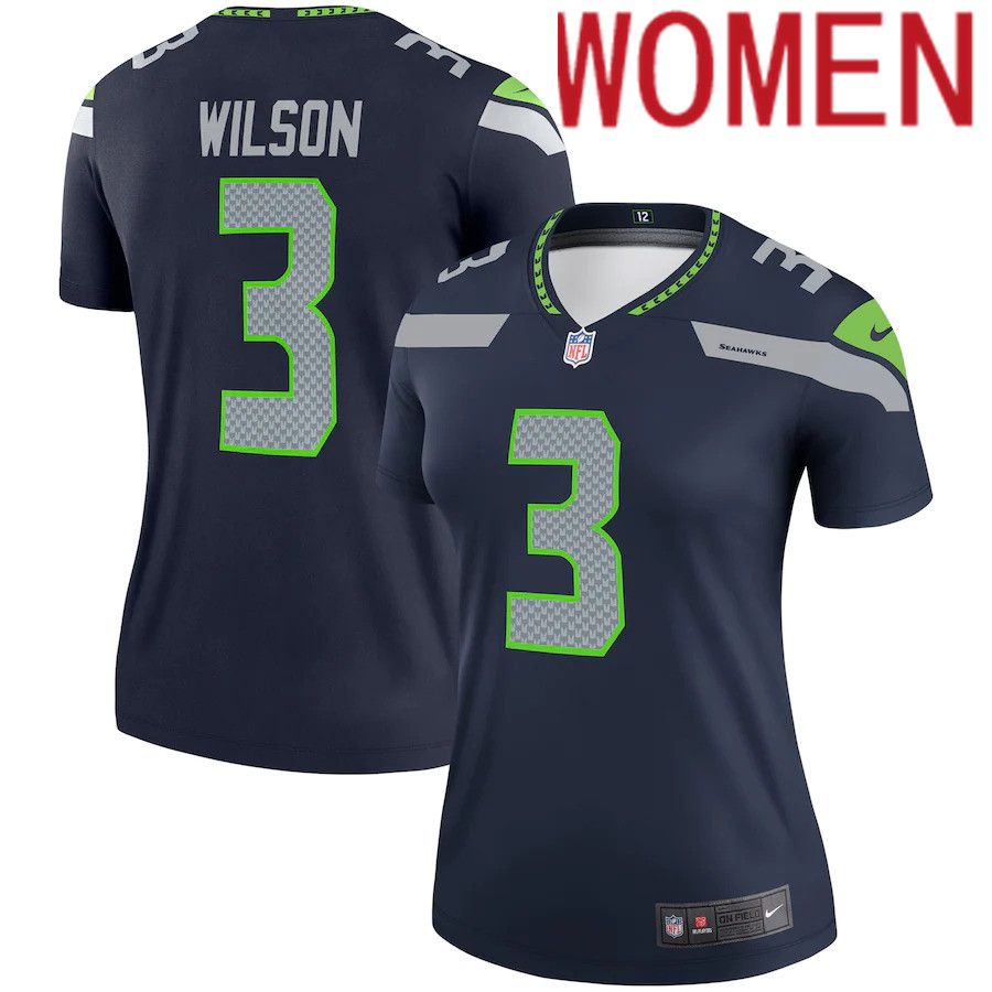Women Seattle Seahawks 3 Russell Wilson Nike College Navy Legend NFL Jersey